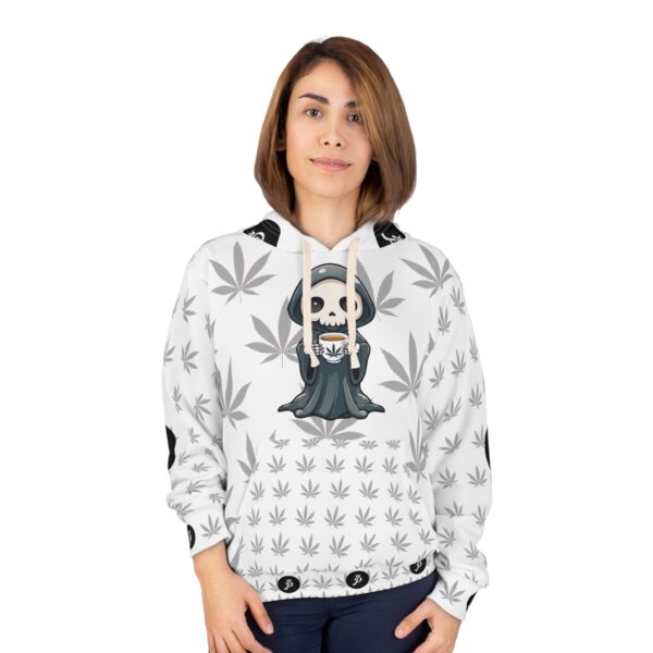 Chic Grim Reaper Hoodie - Cannabis Design for Trendsetters - Image 4