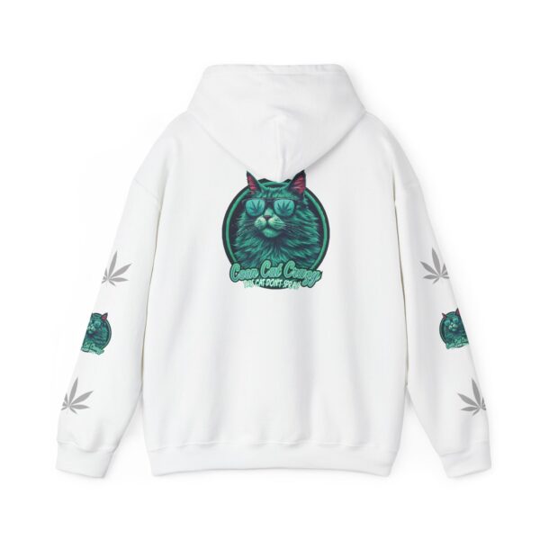 Chill Vibes Hooded Sweatshirt with Cat and Cannabis Leaf Design - Image 2