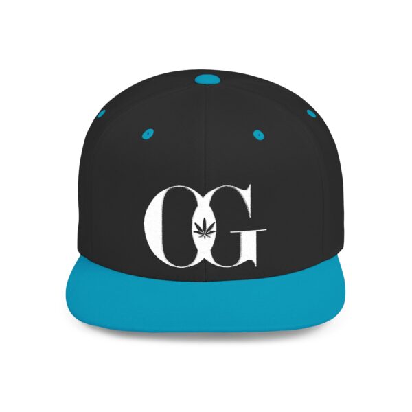 OG Cannabis Flat Bill Snapback Hat Split Colors - Stylish Headwear for Streetwear Enthusiasts - Image 13