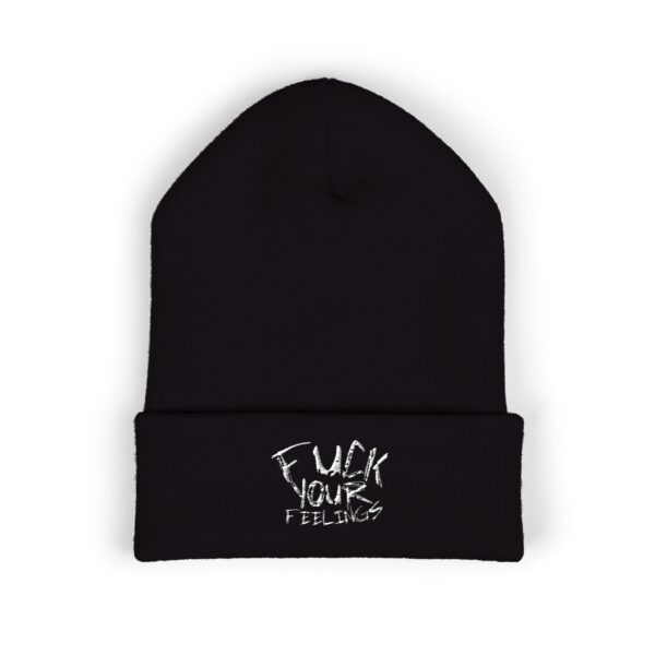 Rebellious Embroidered Cuffed Beanie - "F**k Your Feelings" - Winter Hat for Trendsetters