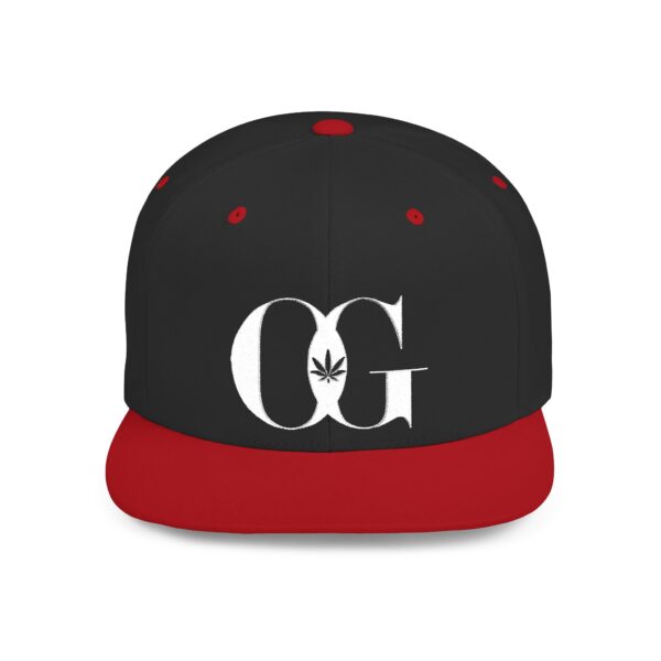 OG Cannabis Flat Bill Snapback Hat Split Colors - Stylish Headwear for Streetwear Enthusiasts - Image 7