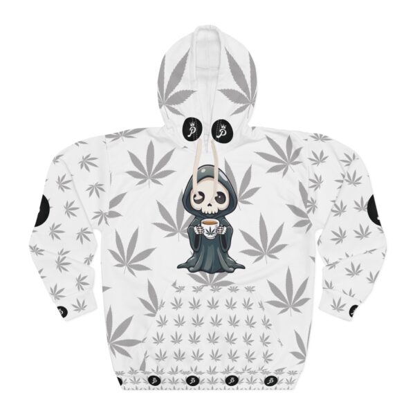 Chic Grim Reaper Hoodie - Cannabis Design for Trendsetters