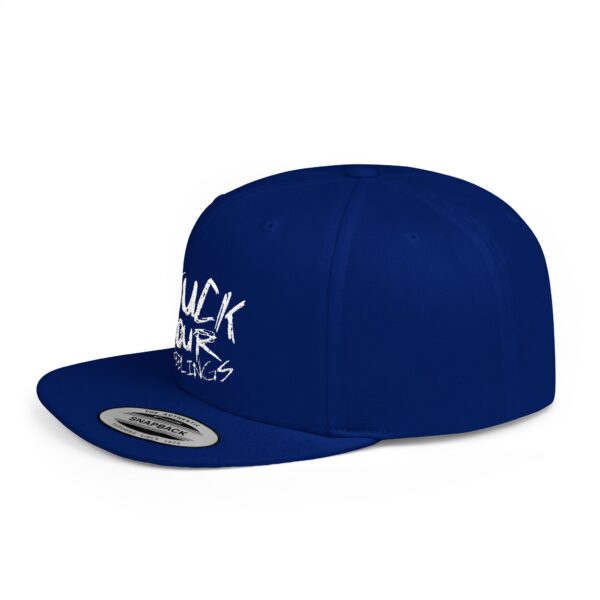 Funny Flat Bill Snapback Hat - 'F**K YOUR FEELINGS' - Image 6