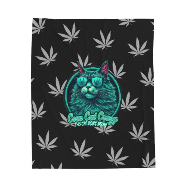 Cool Cat Crazy Plush Blanket - Cozy Cat Lover Gift for Cannabis Enthusiasts