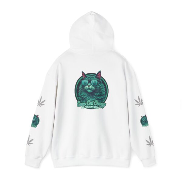 Chill Vibes Hooded Sweatshirt with Cat and Cannabis Leaf Design - Image 3