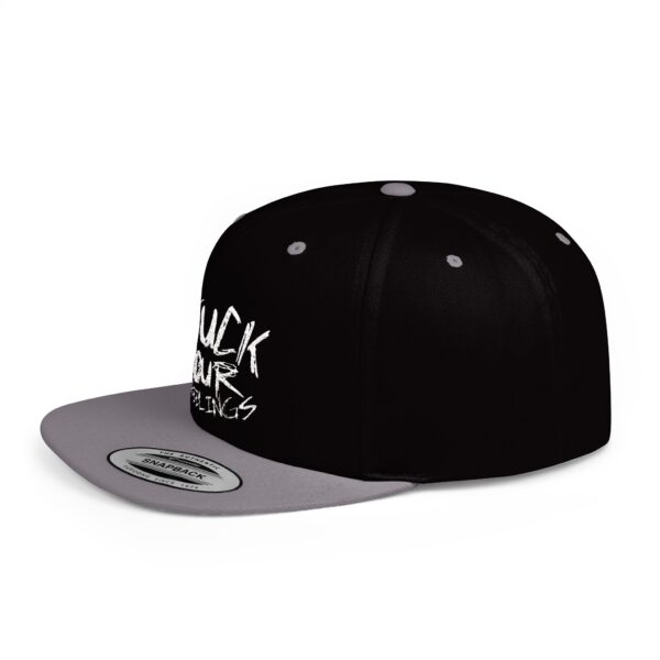 Funny Flat Bill Snapback Hat - 'F**K YOUR FEELINGS' - Image 15