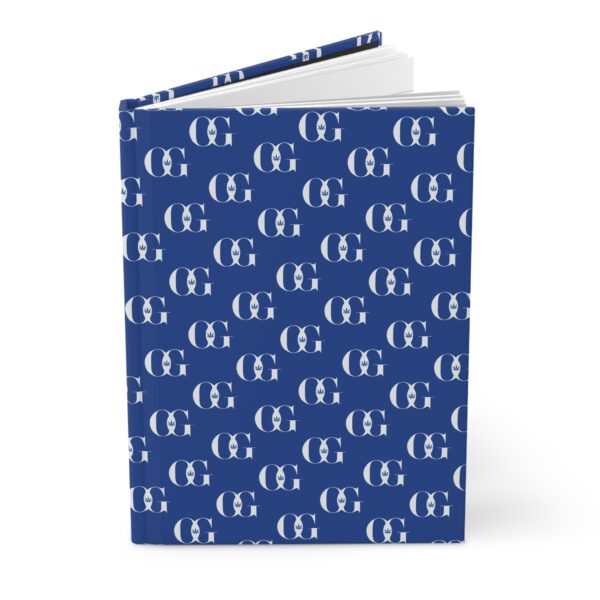 Blue OG Monogram Pattern Hardcover Journal - Stylish Notebook with Monogram Design - Image 3