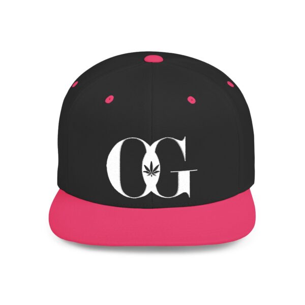 OG Cannabis Flat Bill Snapback Hat Split Colors - Stylish Headwear for Streetwear Enthusiasts - Image 4