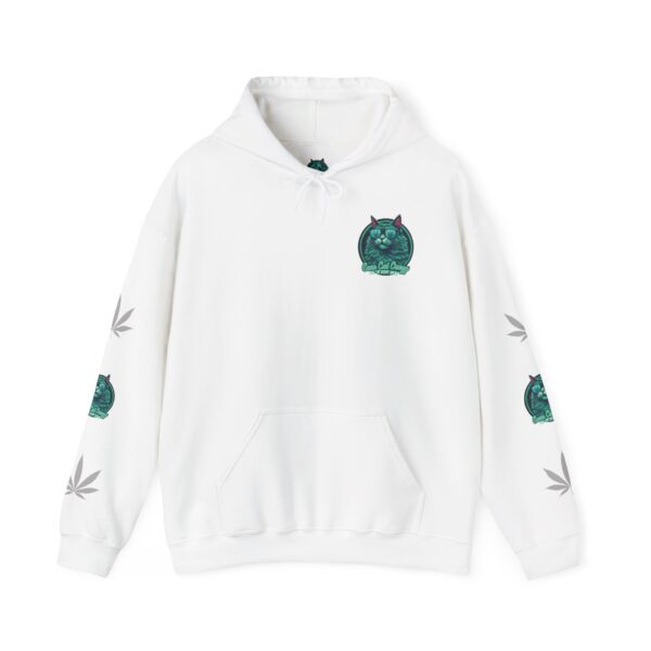 Chill Vibes Hooded Sweatshirt with Cat and Cannabis Leaf Design