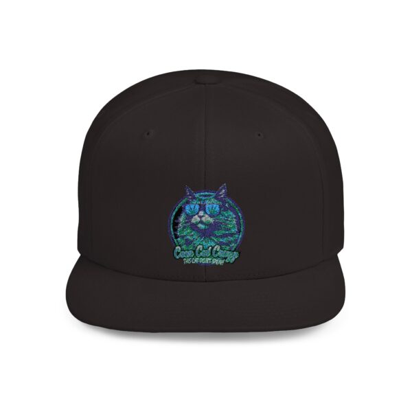 Coon Cat Crazy Flat Bill Snapback Hat - Image 7