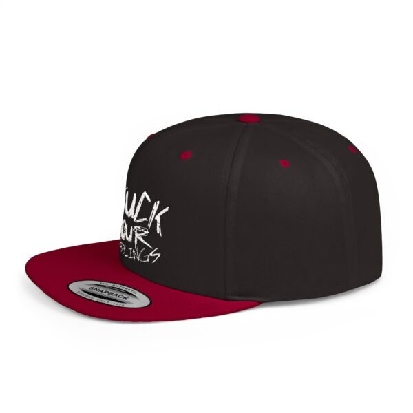 Funny Flat Bill Snapback Hat - 'F**K YOUR FEELINGS' - Image 12